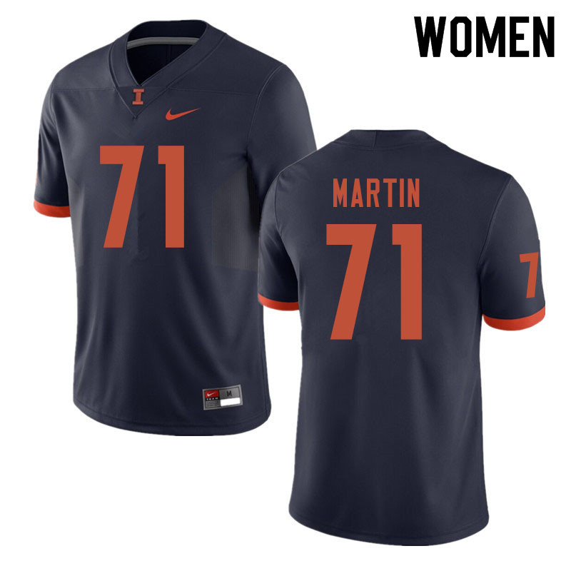 Women #71 Zeke Martin Illinois Fighting Illini College Football Jerseys Sale-Navy